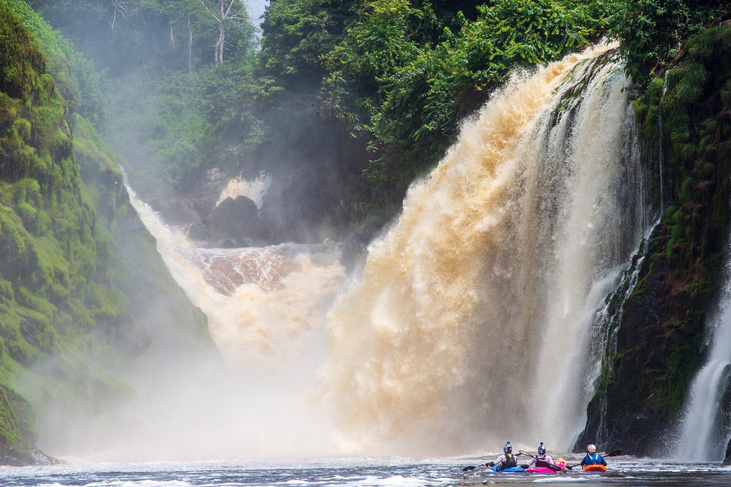 Adrian Mattern, Dane Jackson, Bren Orton on Ivindo river, Gabon on January 29, 2024 // David Sodomka / Red Bull Content Pool // SI202405130162 // Usage for editorial use only //